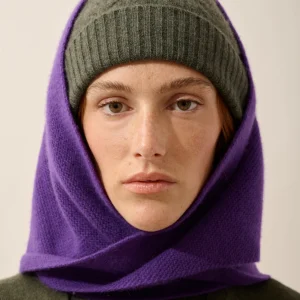 LIMA écharpe triangle avec franges 4 fils violette