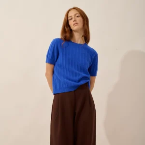 LOULIA t-shirt col rond bleu persan