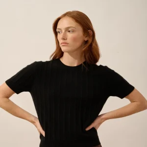 LOULIA t-shirt col rond noir
