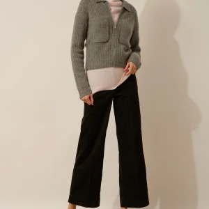 MARGARETHE veste courte zippée col chemise 4 fils flanelle chiné