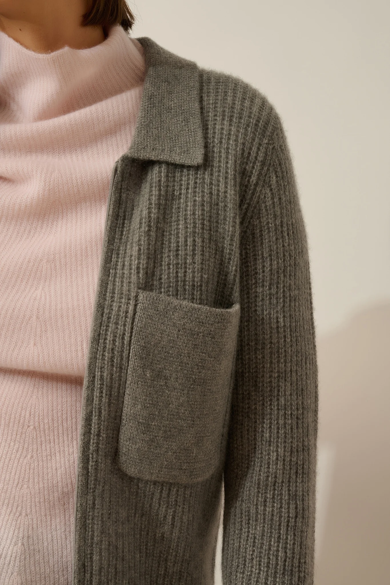 MARGARETHE veste courte zippée col chemise 4 fils flanelle chiné - Image 6