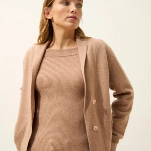 MILA veste col châle camel chiné
