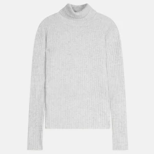 MIRAYA pull col roulé gris perle chiné