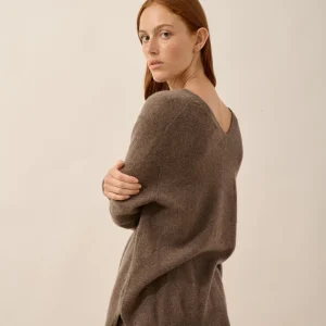 OPAL pull col v taupe chiné