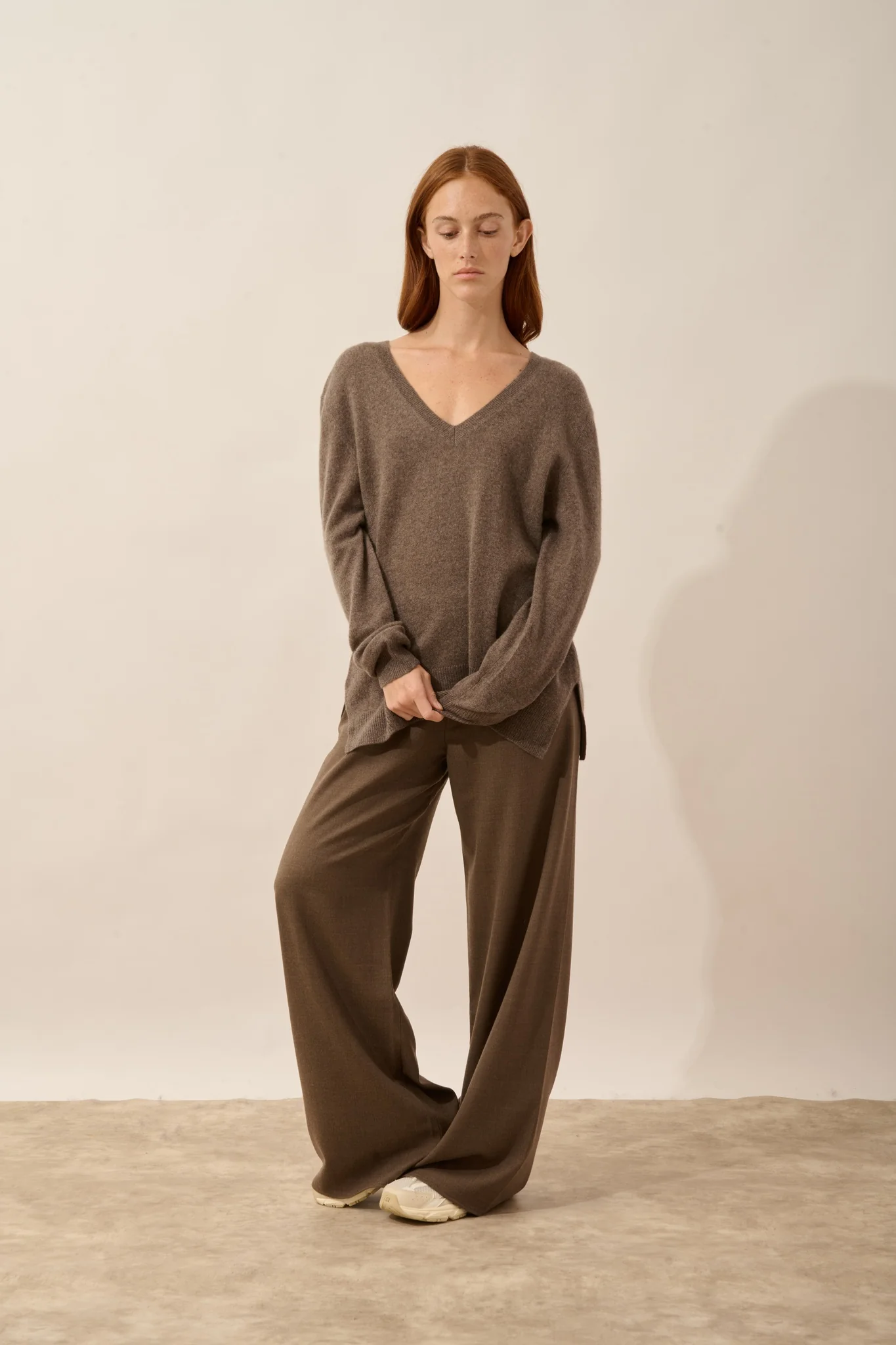 OPAL pull col v taupe chiné - Image 3