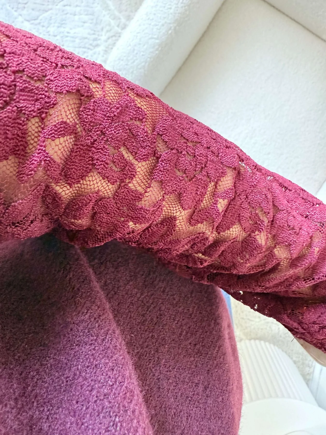 Pull manches dentelle bordeaux - Image 6