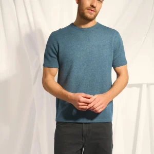 REBEKA t-shirt col rond vert canard chiné