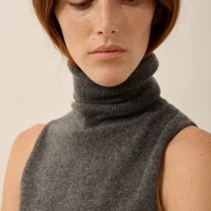 VIOLET pull col roulé anthracite chiné