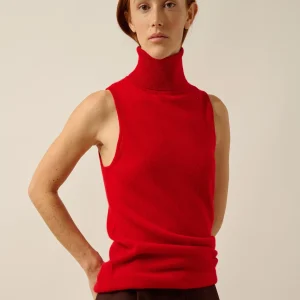 VIOLET pull col roulé rouge