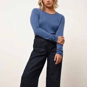 VIVIAN pull col rond bleu denim