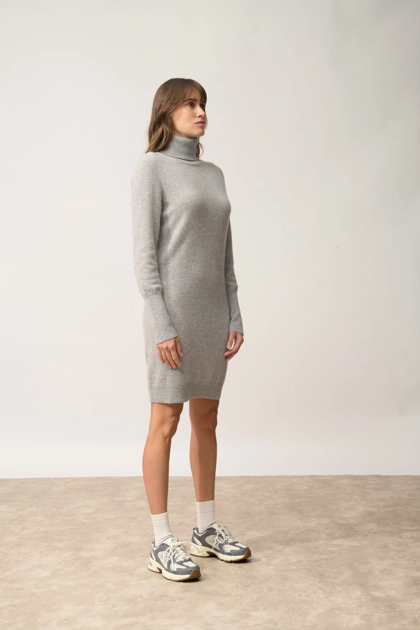 ZOELA robe col roulé gris souris chiné – Image 6