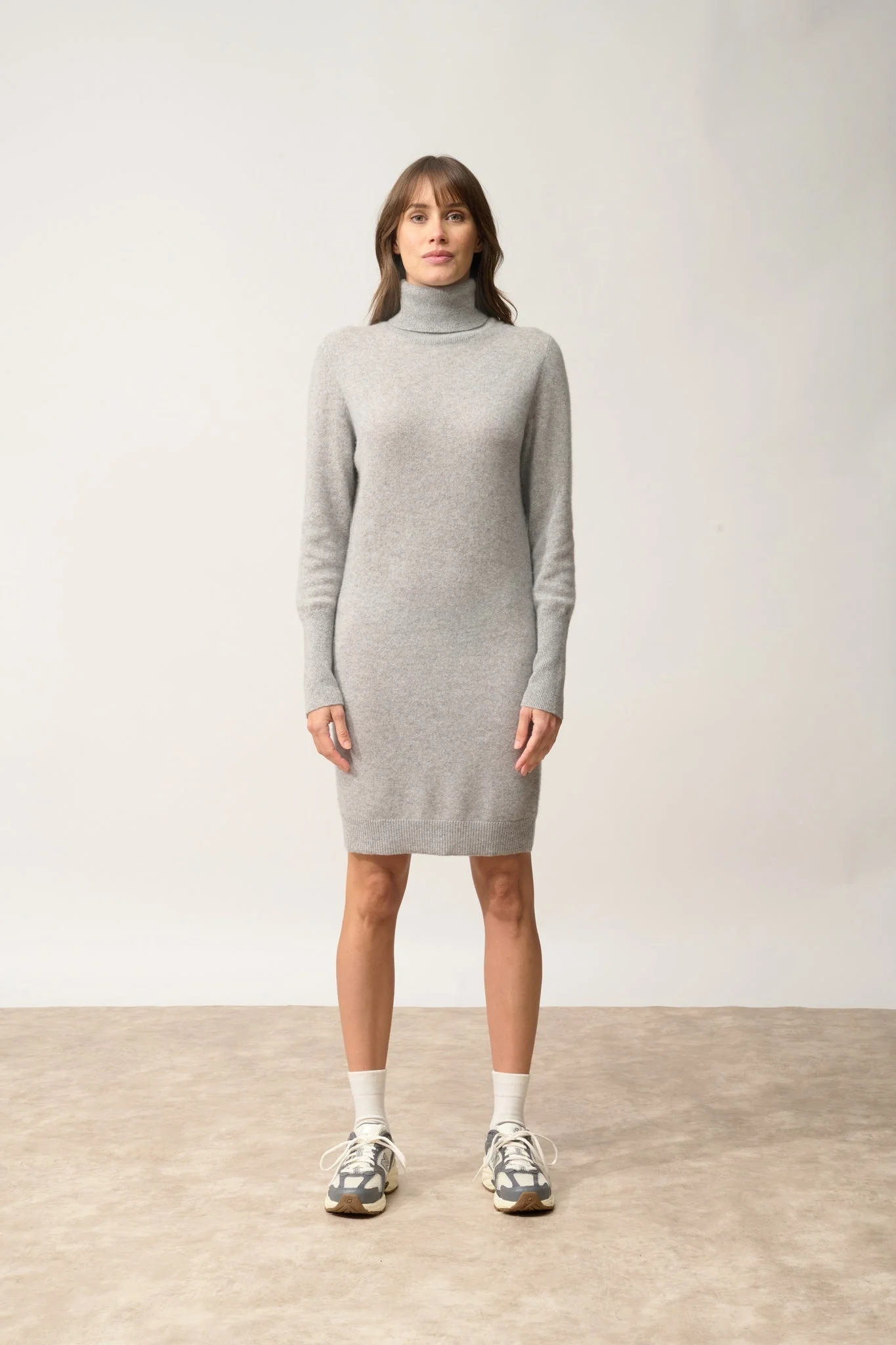 ZOELA robe col roulé gris souris chiné – Image 7