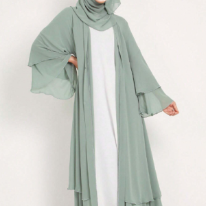 Caftan avec Cardigan Long – Mousseline Double Couche