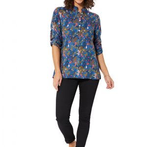 Blouse bleue à fleurs – TIPV0004B