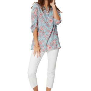 Blouse bleue à fleurs de cerisiers – CHV0100C