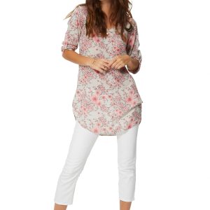 Blouse longue à fleurs de cerisiers – CHV0101D