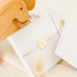 Bracelet de baptême personnalisé enfant cordon gravée ballons ENVOLEE