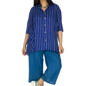 Chemise Bleu marine à rayures blanches – CHP0120A