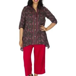 Chemise asymétrique imprimé Paisley – CHP0120E