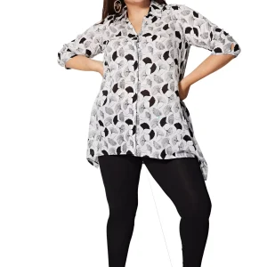 Chemisier en coton Blanc à motifs – CHP0122A