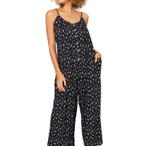 Combinaison ample Noire à fleurs blanches – COLIPV0009A