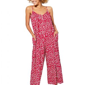 Combinaison ample Rouge à fleurs blanches – COLIPV0009B