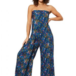 Combinaison bustier Bleue à fleurs colorées – COLIPV0004B