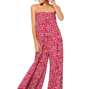 Combinaison bustier Rouge à fleurs blanches – COLIPV0004A