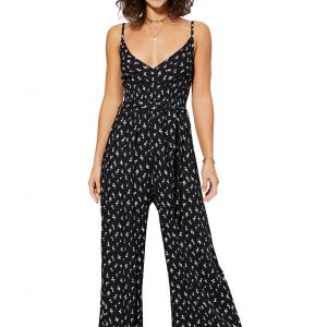 Combinaison décolleté Noire à fleurs blanches – COLIPV0005A