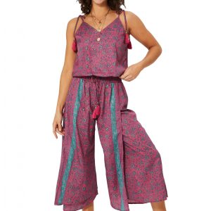 Combinaison à bretelles à nouer Rose à fleurs – MCCO2000B