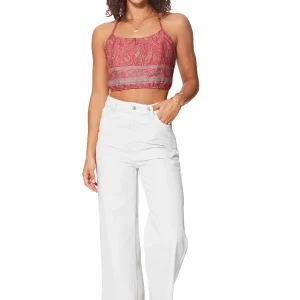 Crop Top dos nu à bretelles Rose bohème – TIP0040B