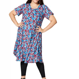 Tunique Bleue à fleurs rouges et blanches – TUPV0001G