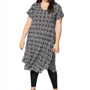 Tunique Noire à motifs ethniques blancs – TUPV0001F