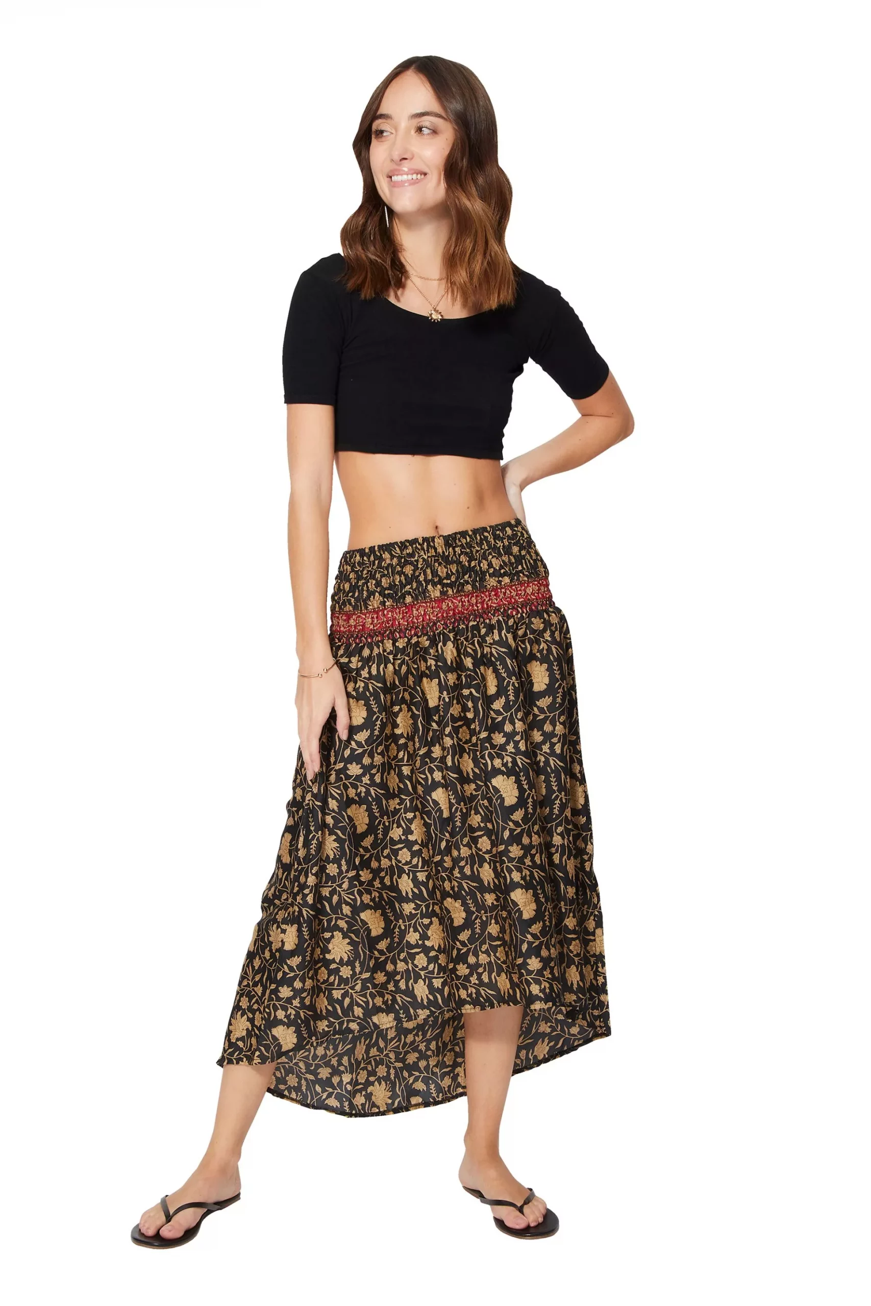 Robe / Jupe 2en1 bleu marron doré – JIP0032A