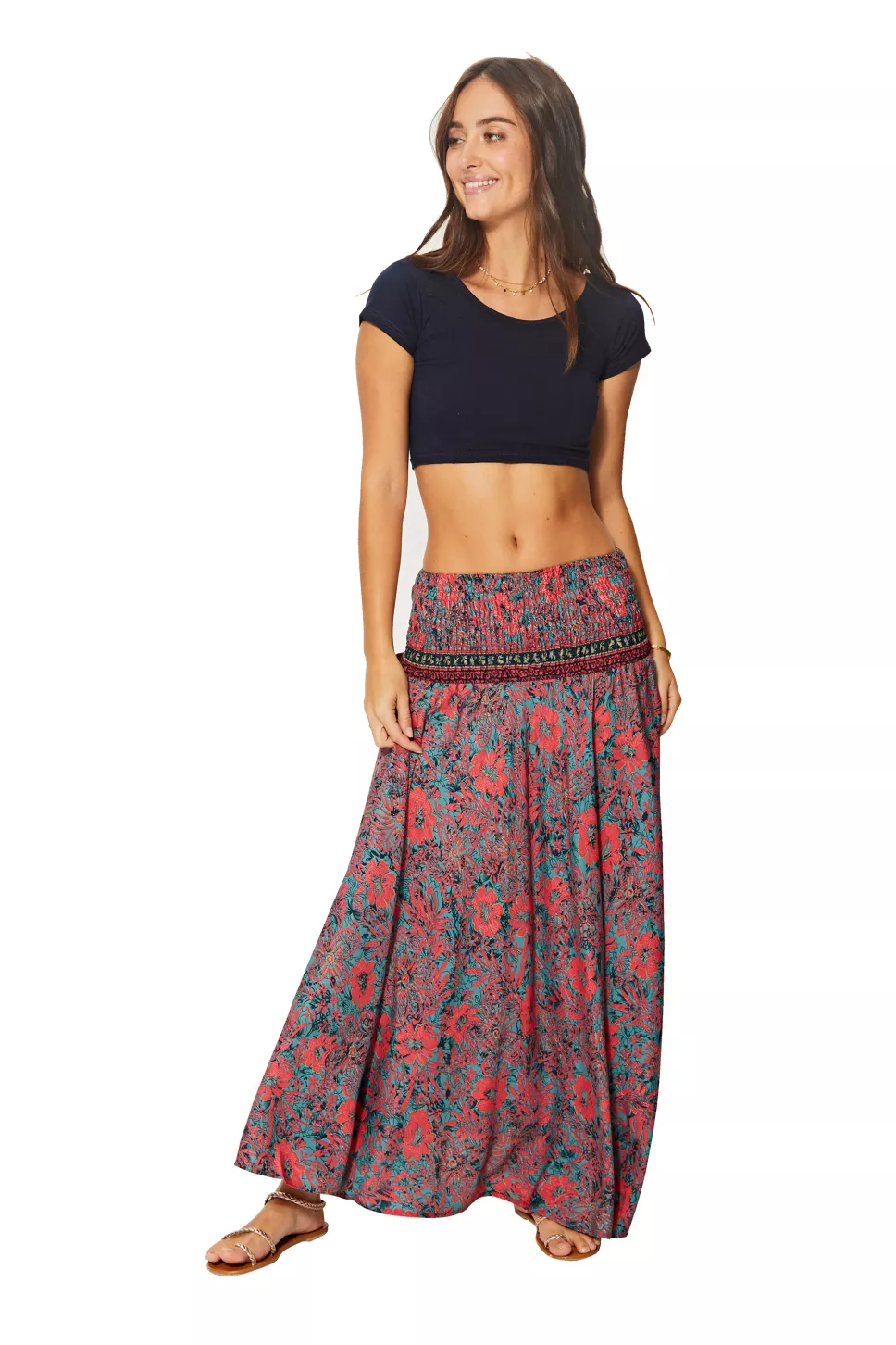 Jupe / Robe 2en1 corail et bleue – JIP0047B