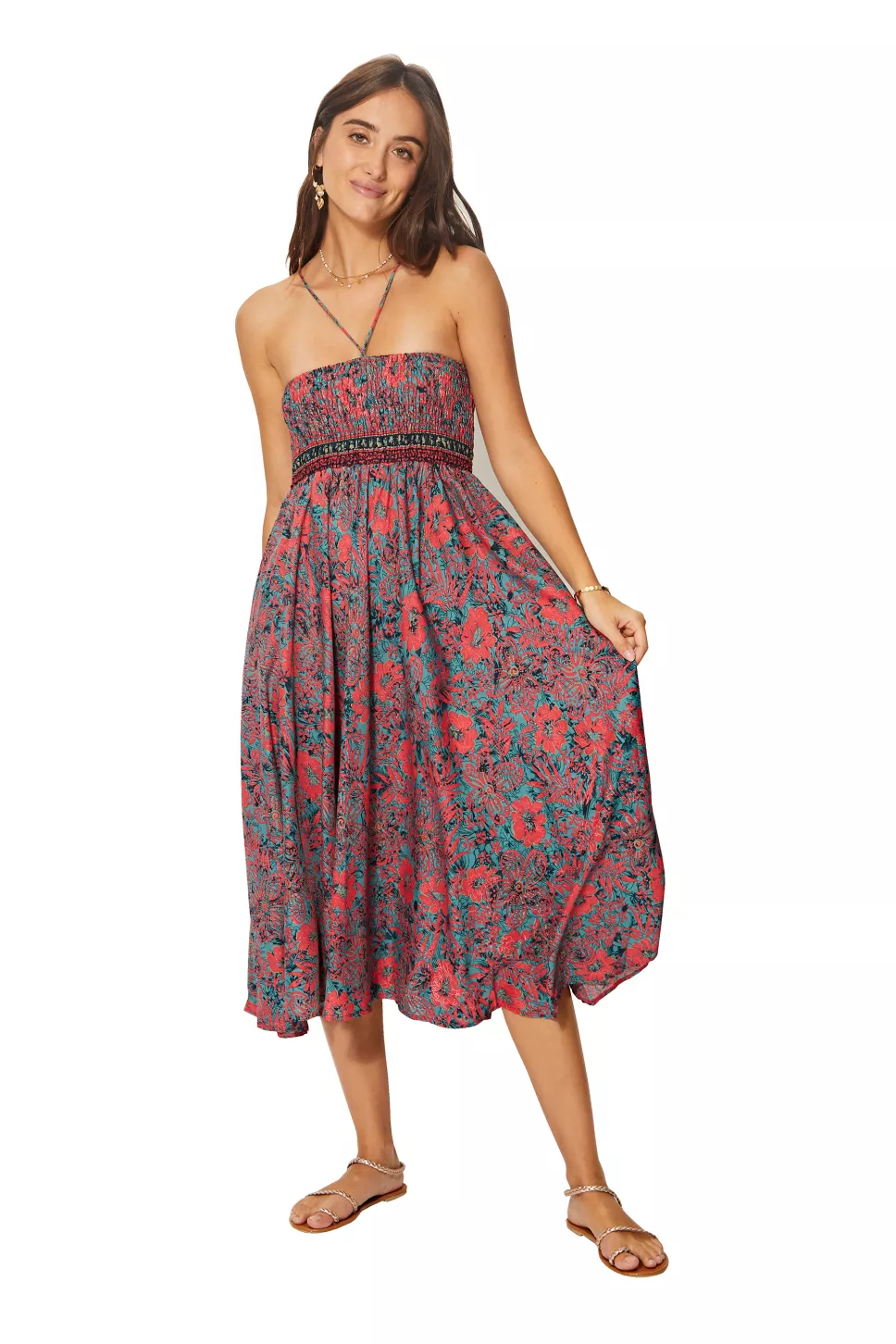 Jupe / Robe 2en1 corail et bleue – JIP0047B - Image 3