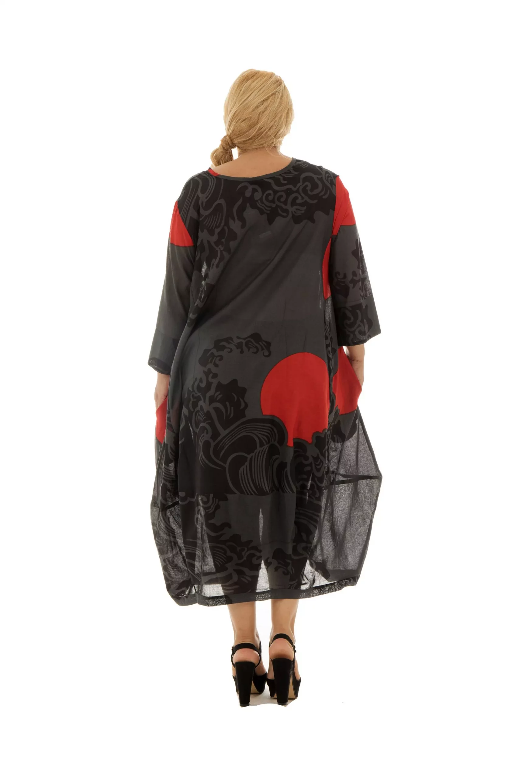 Robe mi-longue noire bouffante- MAXIP0004A - Image 3