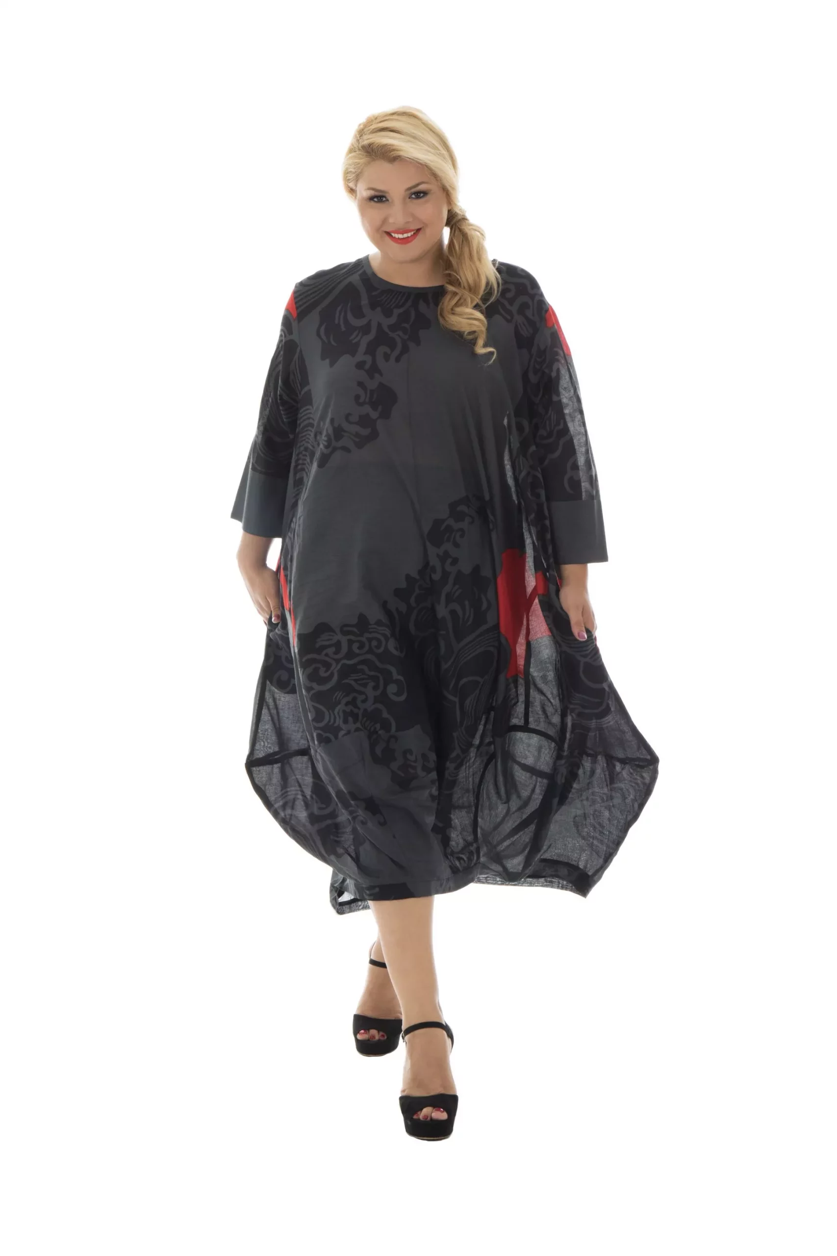 Robe mi-longue noire bouffante- MAXIP0004A