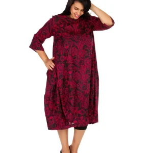 Robe effet bouffant évasé rouge et noir – MAXIP0026D