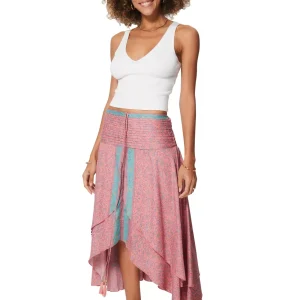 Jupe midi asymétrique, Rose clair – MCJU0105D