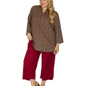 Blouse marron imprimé arabesque – MCTUP0109C