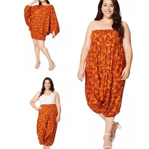 Vêtement 3 en 1 fleuri orange et rouge – PAP0058D