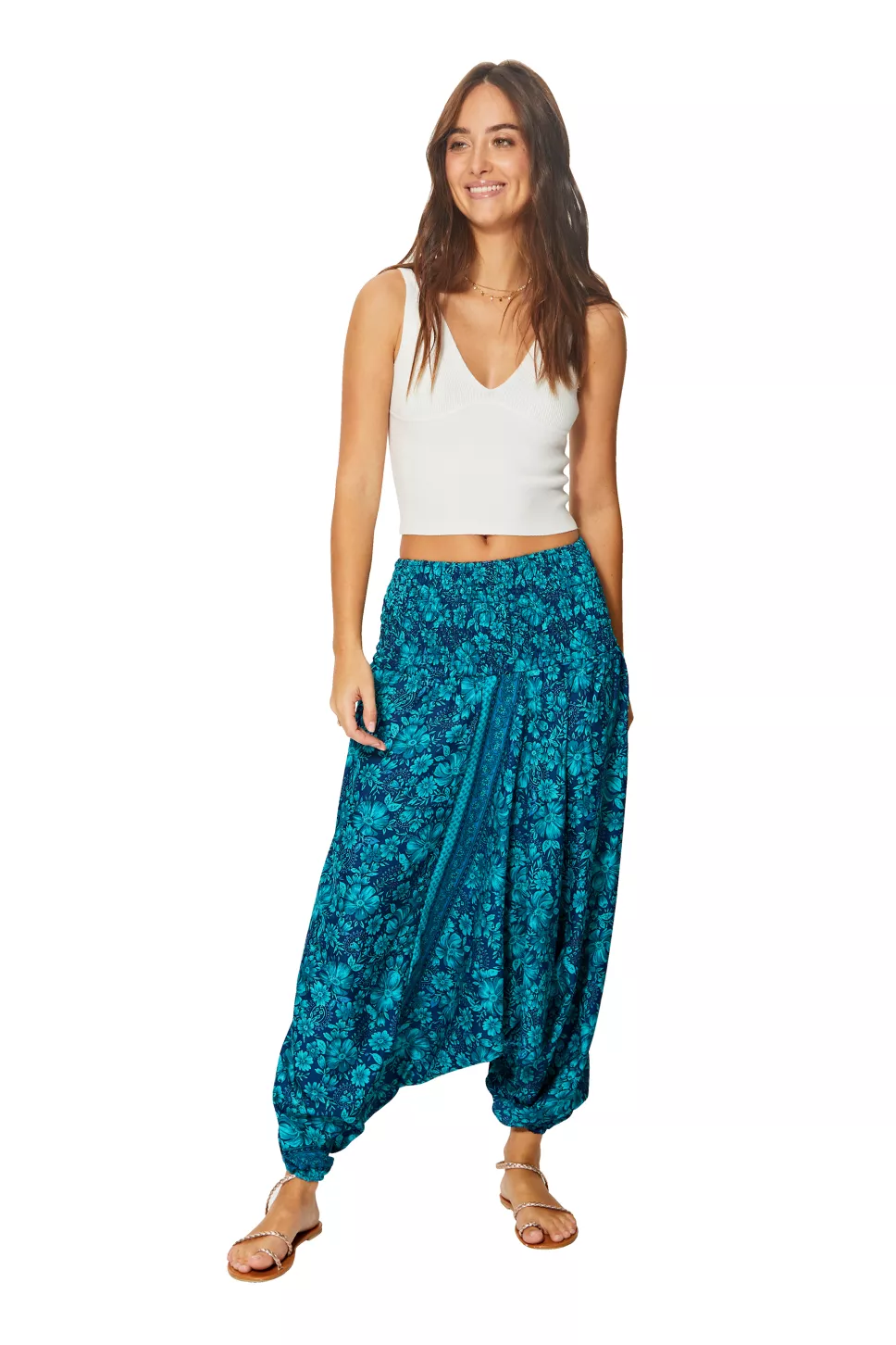 Combinaison adorable 3 en 1 bleue aux fleurs turquoise – PIP0064E – Image 5