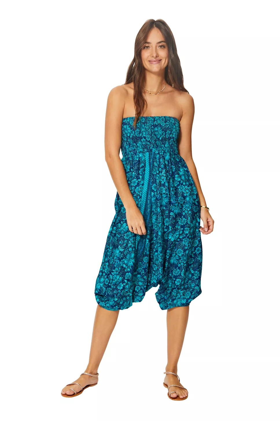 Combinaison adorable 3 en 1 bleue aux fleurs turquoise – PIP0064E – Image 4