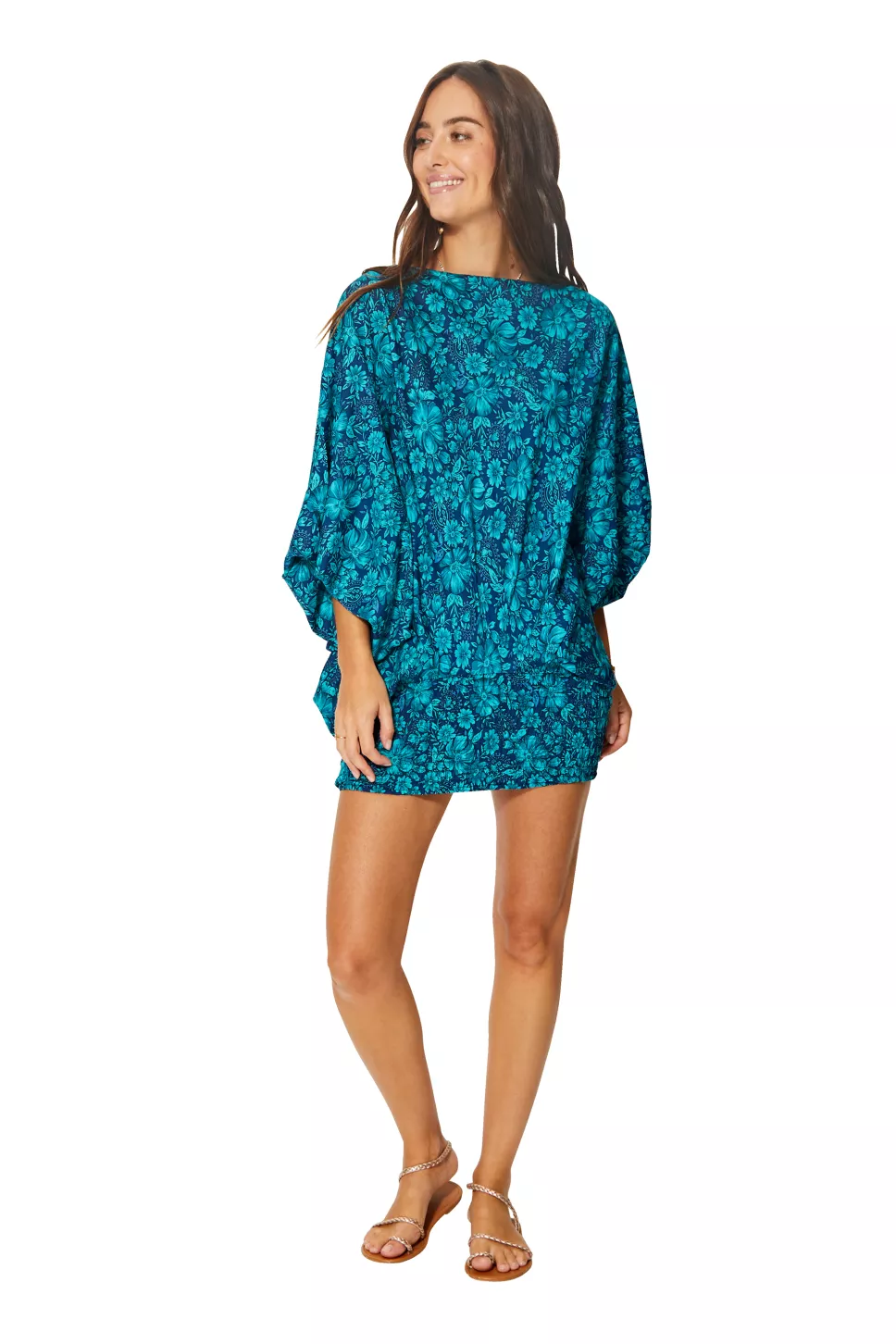 Combinaison adorable 3 en 1 bleue aux fleurs turquoise – PIP0064E – Image 3