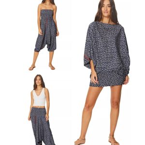 Combinaison épatante 3 en 1 bleue marine aux fleurs blanches – PIP0064F