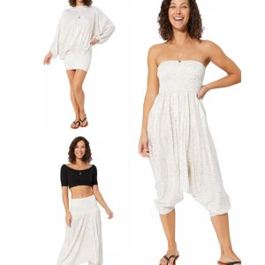 Combinaison élégante 3 en 1 blanche à motif fleuri – PIP2503B