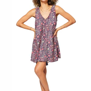 Petite Robe courte ample Bleu nuit et rose – RLIP0286B