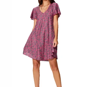 Petite Robe ample rose à manches courtes – RLIP2000B