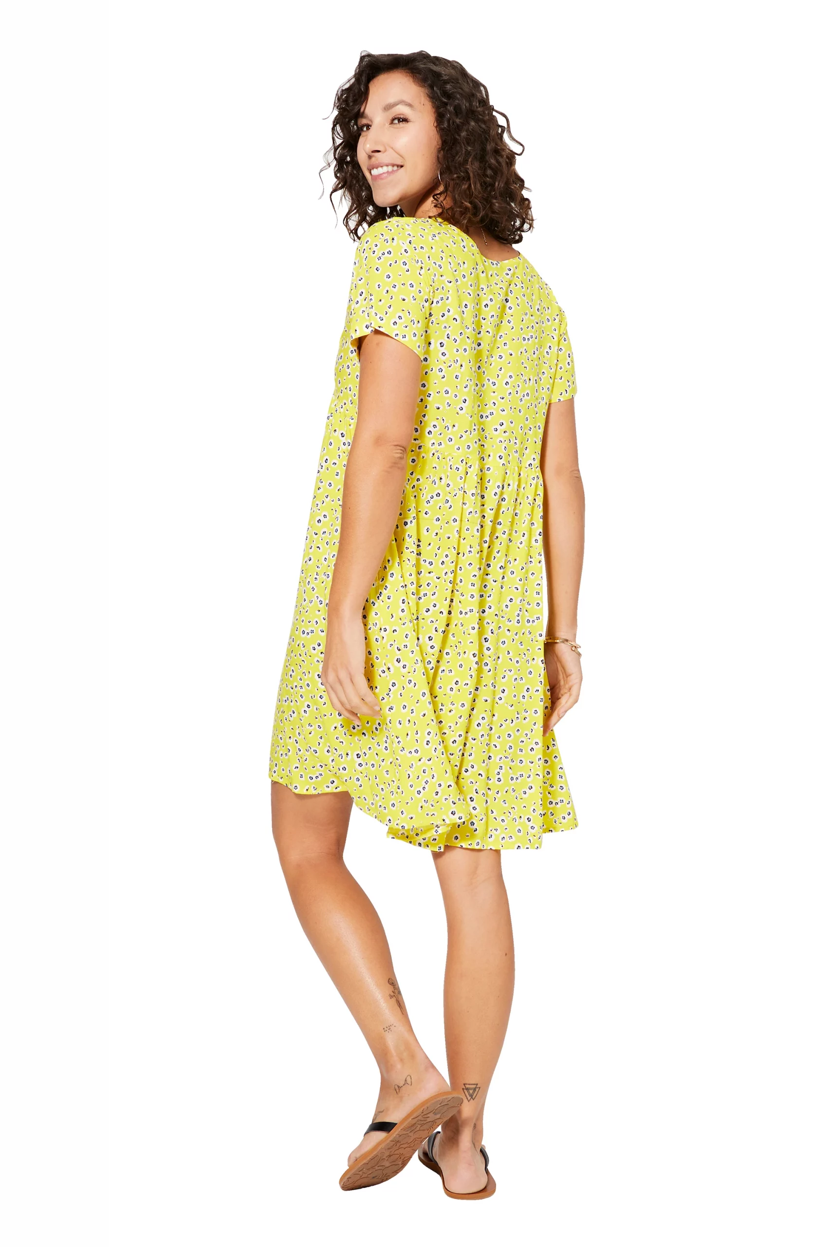 Petite Robe bohème ample Jaune à fleurs – RLIPV0017A – Image 3